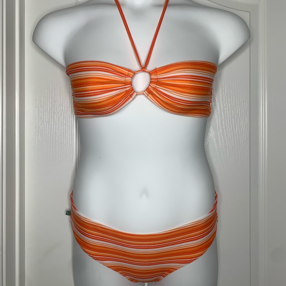 Orange Bikini Bathing Suit Set -New - Orange/ White Size Large